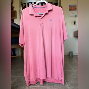Johnnie O polo shirt men’s XL. Pink ombre. Embroidered pinecone on front.